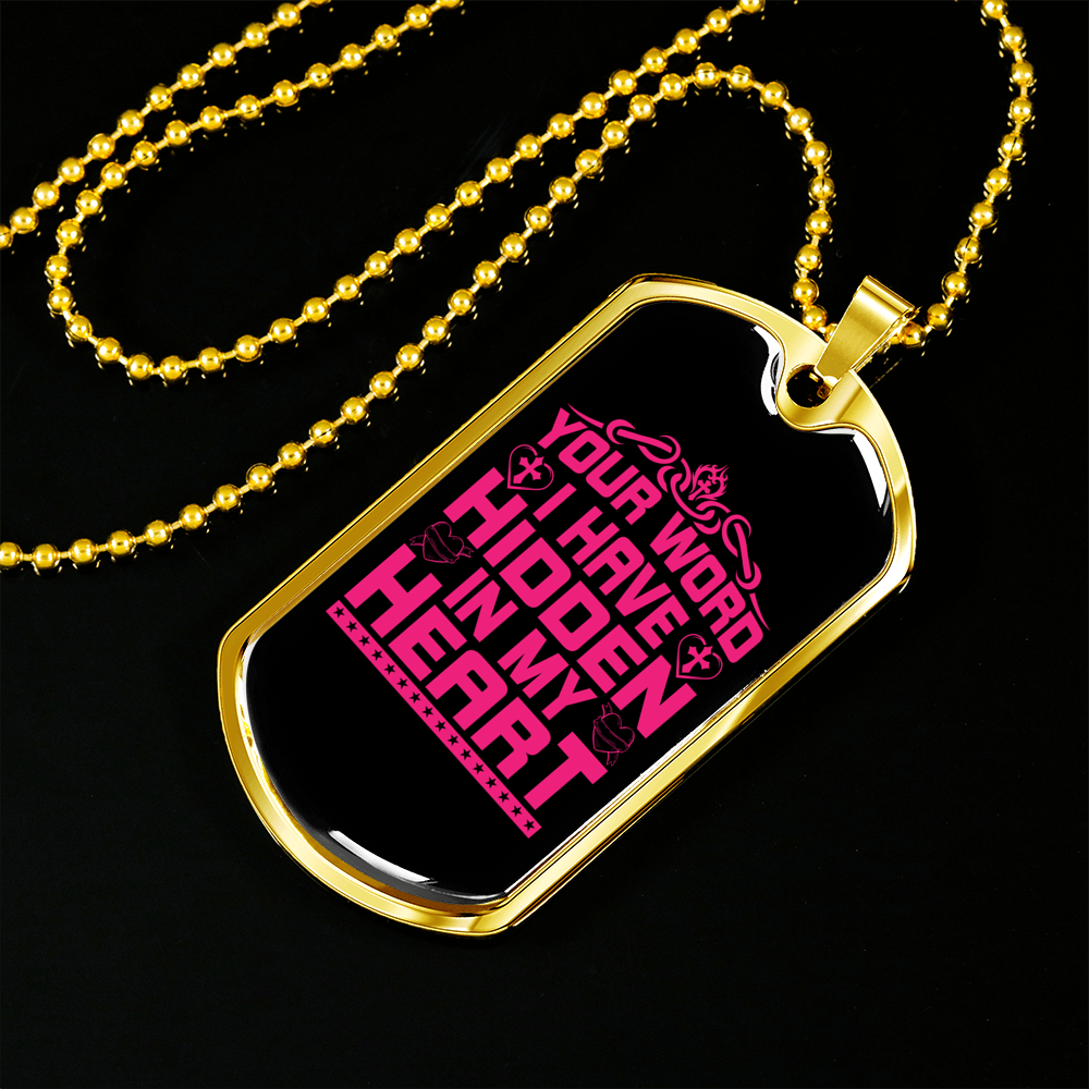 Hidden In My Heart Necklace Stainless Steel or 18k Gold Dog Tag 24" Chain-Express Your Love Gifts