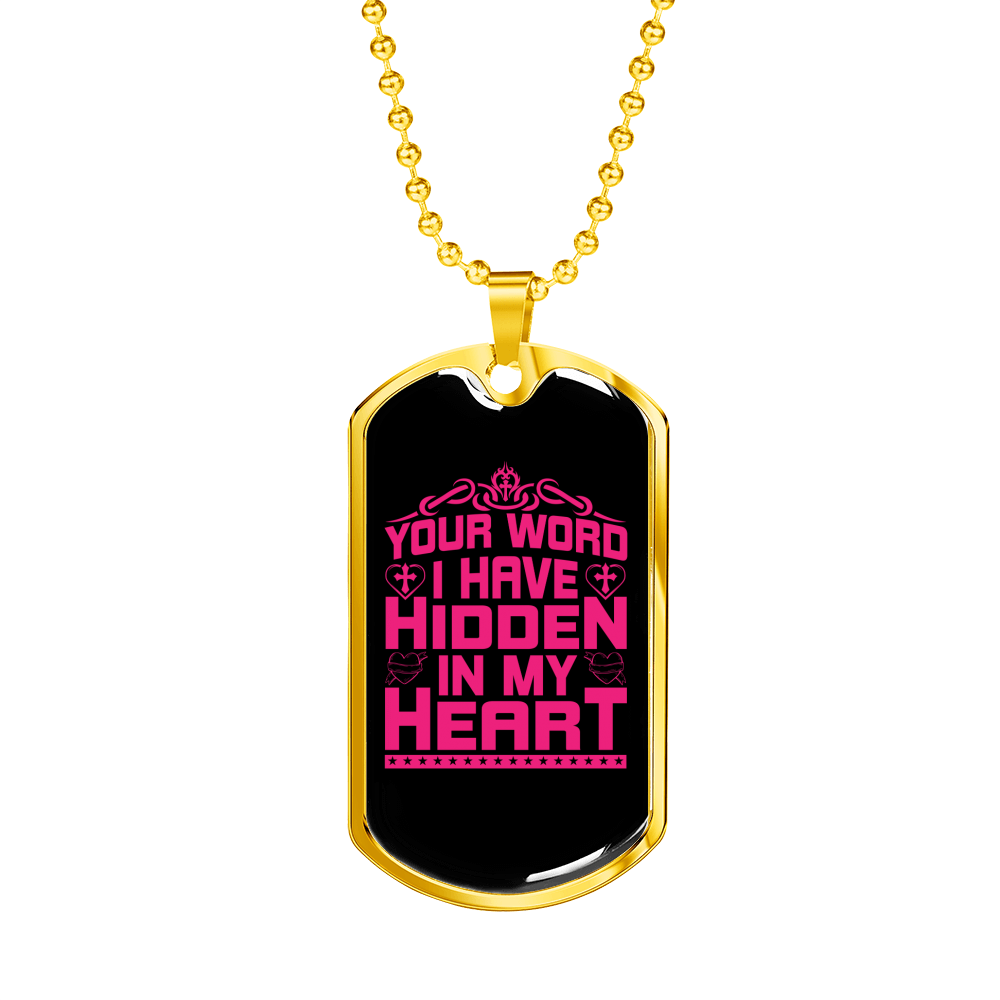 Hidden In My Heart Necklace Stainless Steel or 18k Gold Dog Tag 24" Chain-Express Your Love Gifts