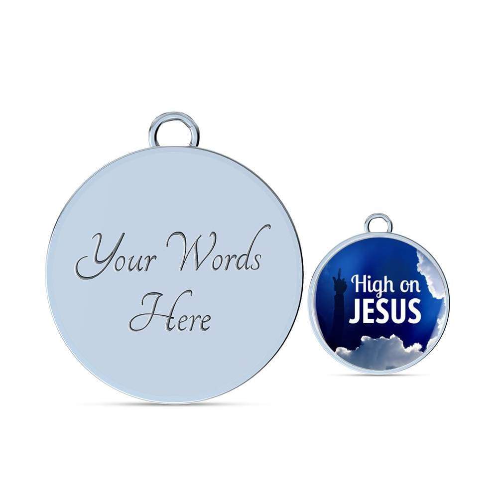High On Jesus Stainless Steel or 18k Gold Chistian Circle Bangle Bracelet - Express Your Love Gifts