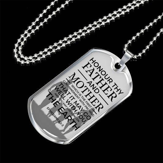 Honor Your Parents Necklace Bible Verse Dog Tag Pendant Necklace-Express Your Love Gifts