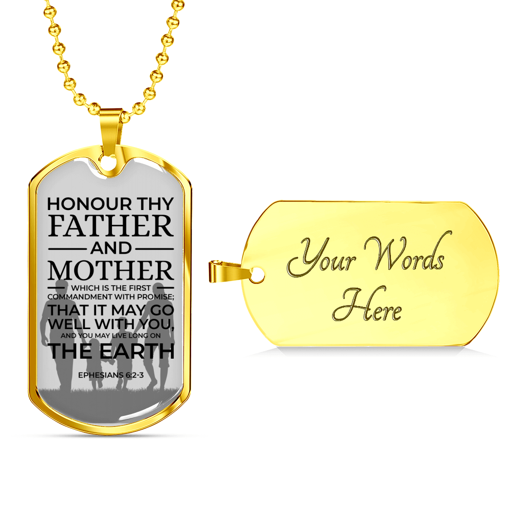 Honor Your Parents Necklace Bible Verse Dog Tag Pendant Necklace-Express Your Love Gifts