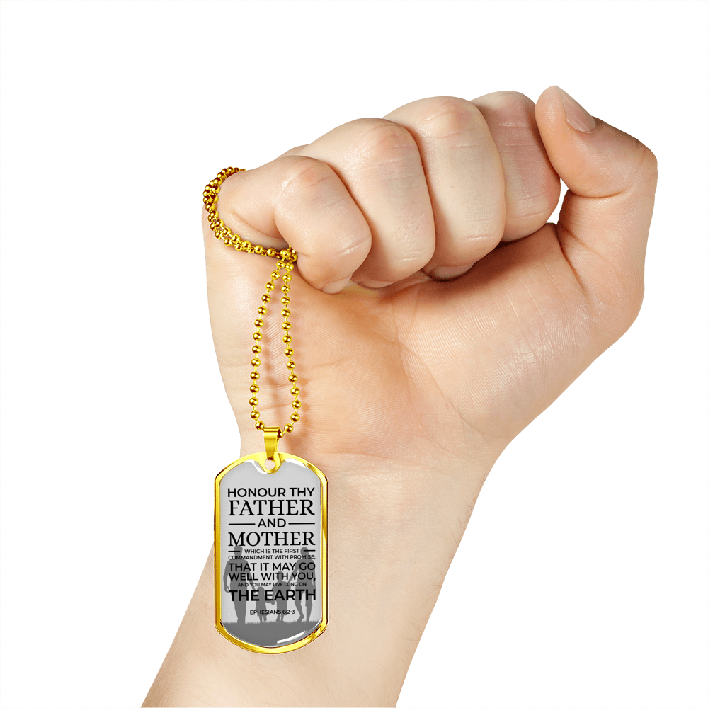 Honor Your Parents Necklace Bible Verse Dog Tag Pendant Necklace-Express Your Love Gifts