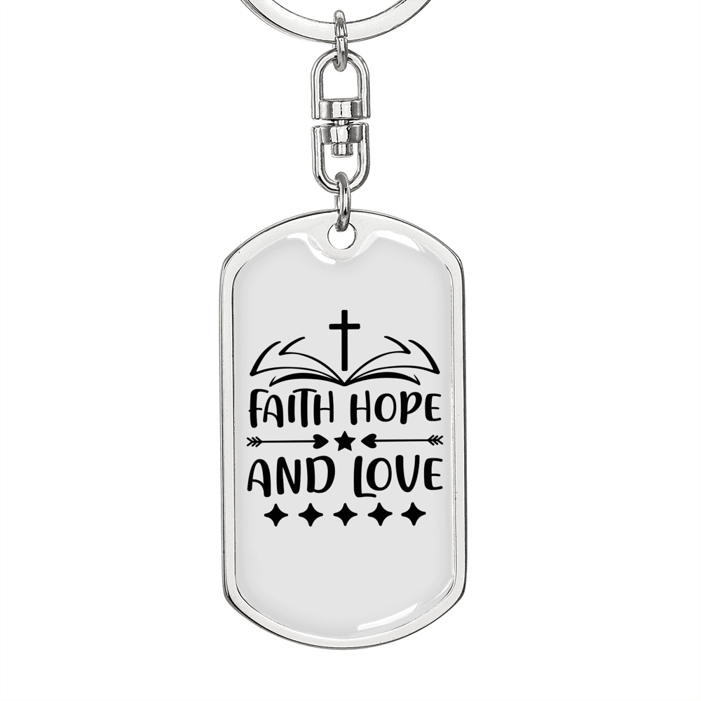 Hope And Love Christian Keychain Stainless Steel or 18k Gold Dog Tag Keyring-Express Your Love Gifts