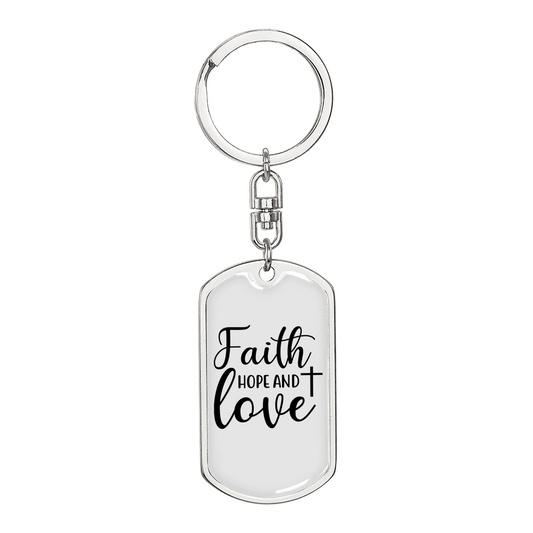Hope And Love Cross Christian Keychain Stainless Steel or 18k Gold Dog Tag Keyring-Express Your Love Gifts