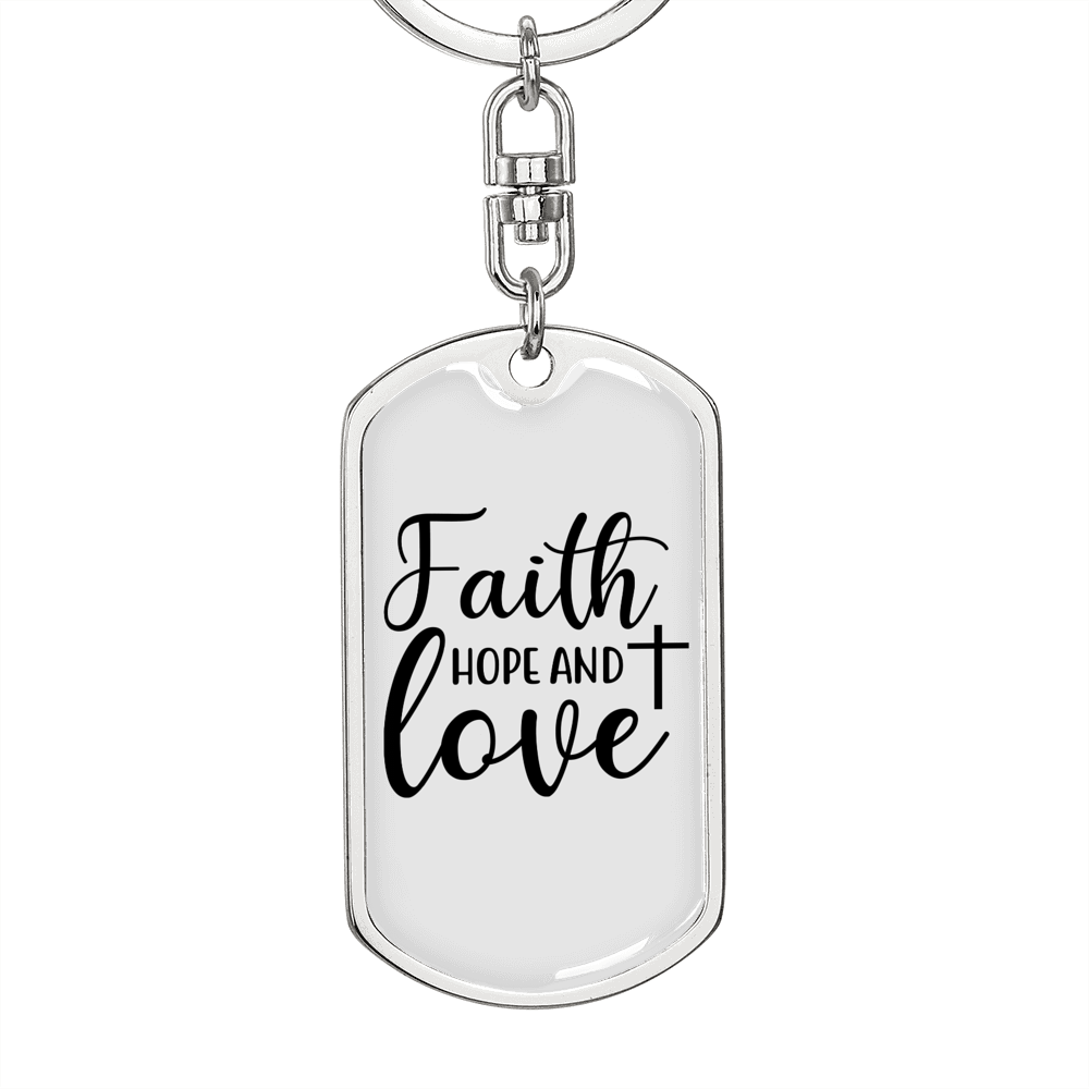 Hope And Love Cross Christian Keychain Stainless Steel or 18k Gold Dog Tag Keyring-Express Your Love Gifts