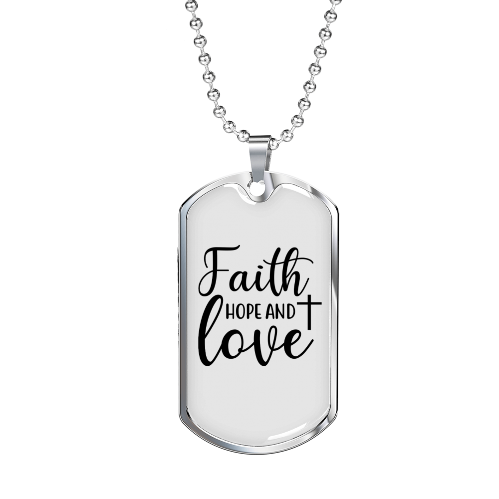 Hope And Love Cross Necklace Stainless Steel or 18k Gold Dog Tag 24" Chain-Express Your Love Gifts