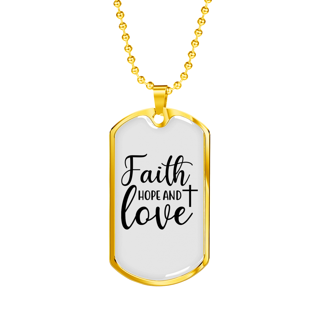 Hope And Love Cross Necklace Stainless Steel or 18k Gold Dog Tag 24" Chain-Express Your Love Gifts