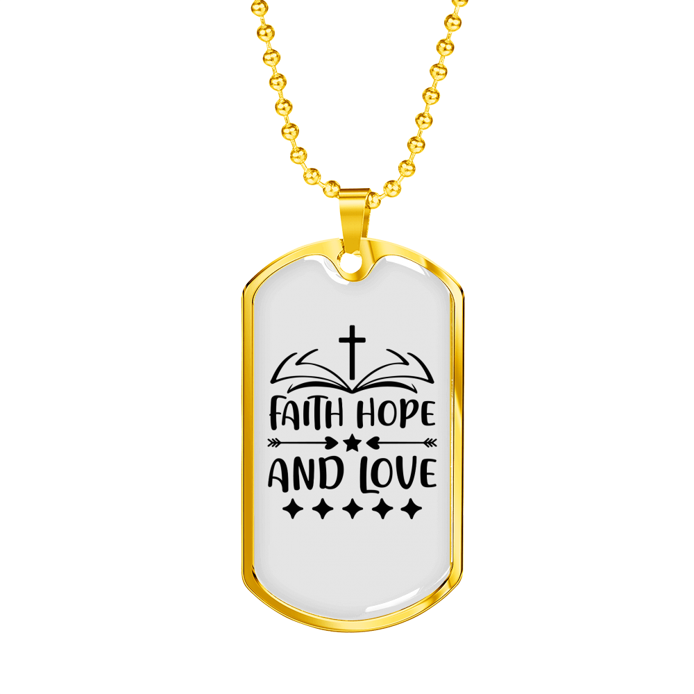Hope And Love Necklace Stainless Steel or 18k Gold Dog Tag 24" Chain-Express Your Love Gifts