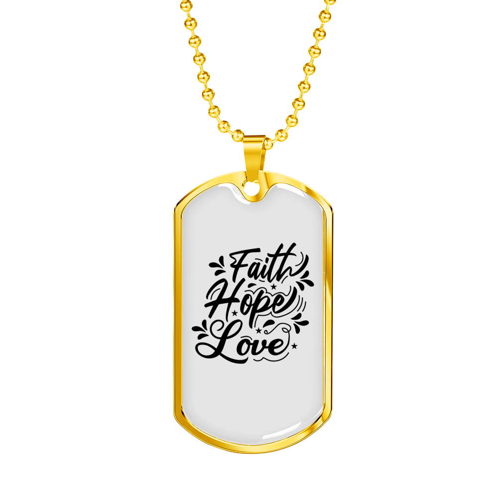 Hope Love Necklace Stainless Steel or 18k Gold Dog Tag 24" Chain-Express Your Love Gifts