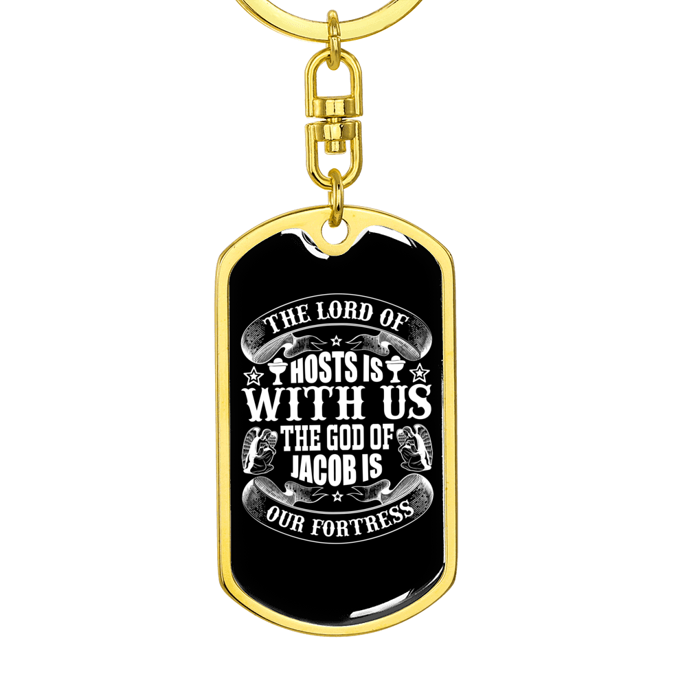 Hosts With Us Christian Keychain Stainless Steel or 18k Gold Dog Tag Keyring-Express Your Love Gifts