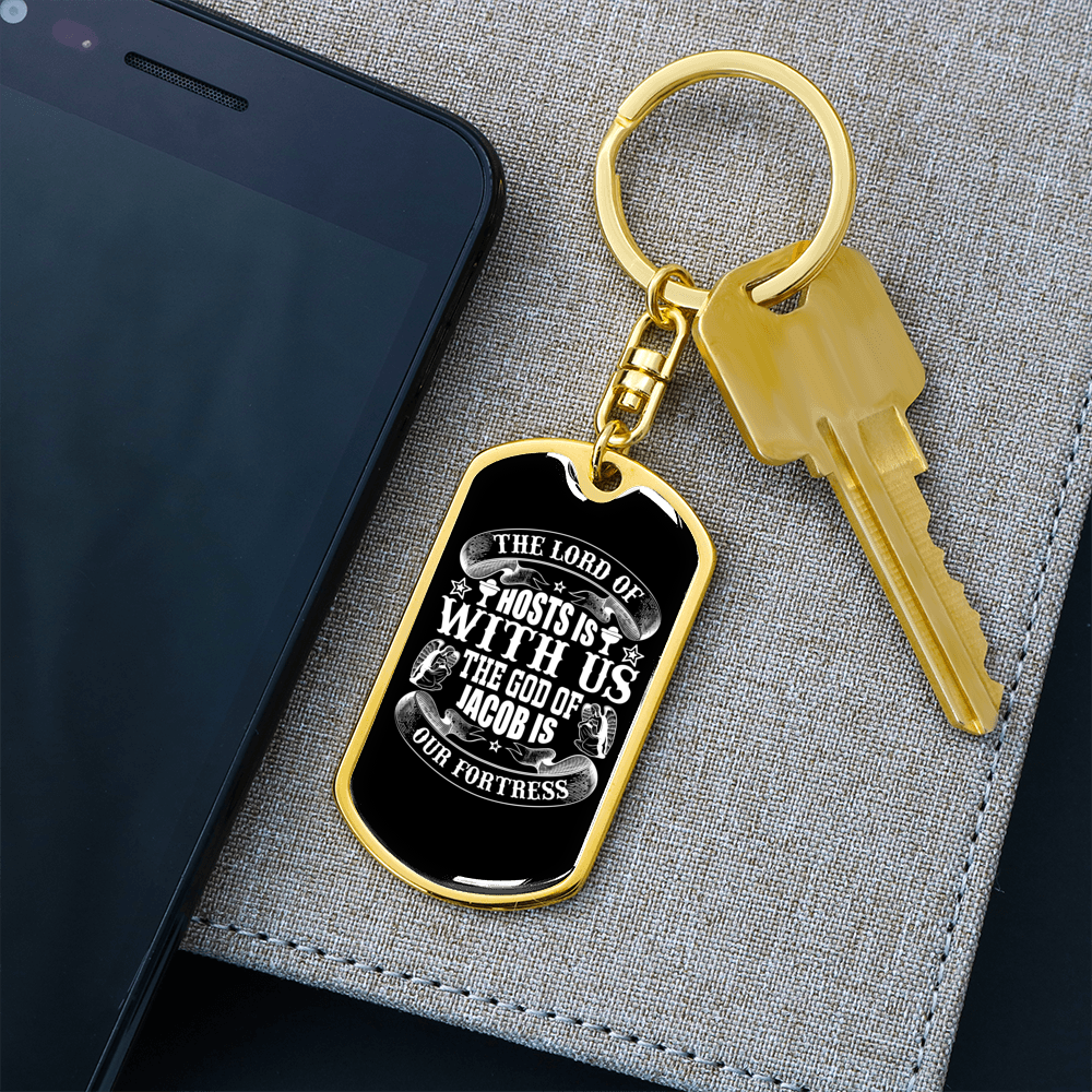 Hosts With Us Christian Keychain Stainless Steel or 18k Gold Dog Tag Keyring-Express Your Love Gifts