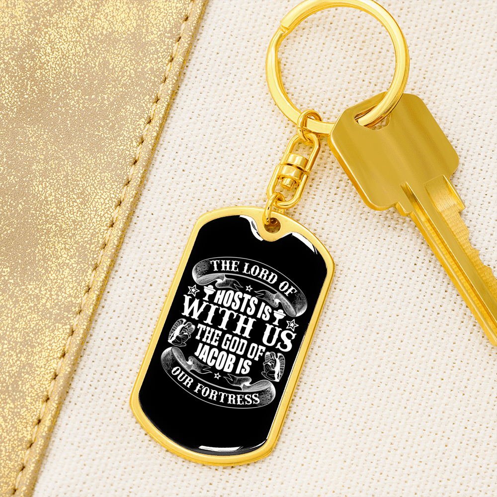 Hosts With Us Christian Keychain Stainless Steel or 18k Gold Dog Tag Keyring-Express Your Love Gifts