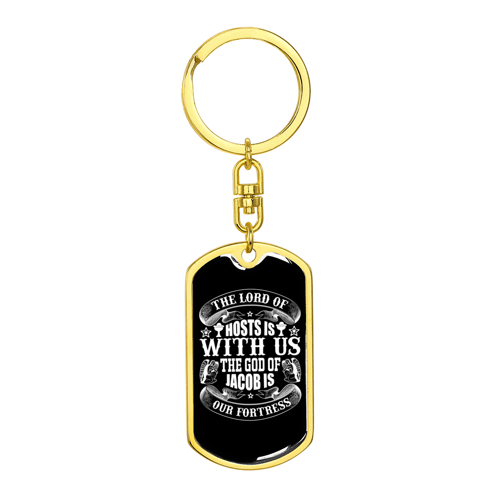 Hosts With Us Christian Stainless Steel or 18k Gold Premium Swivel Dog Tag Keychain