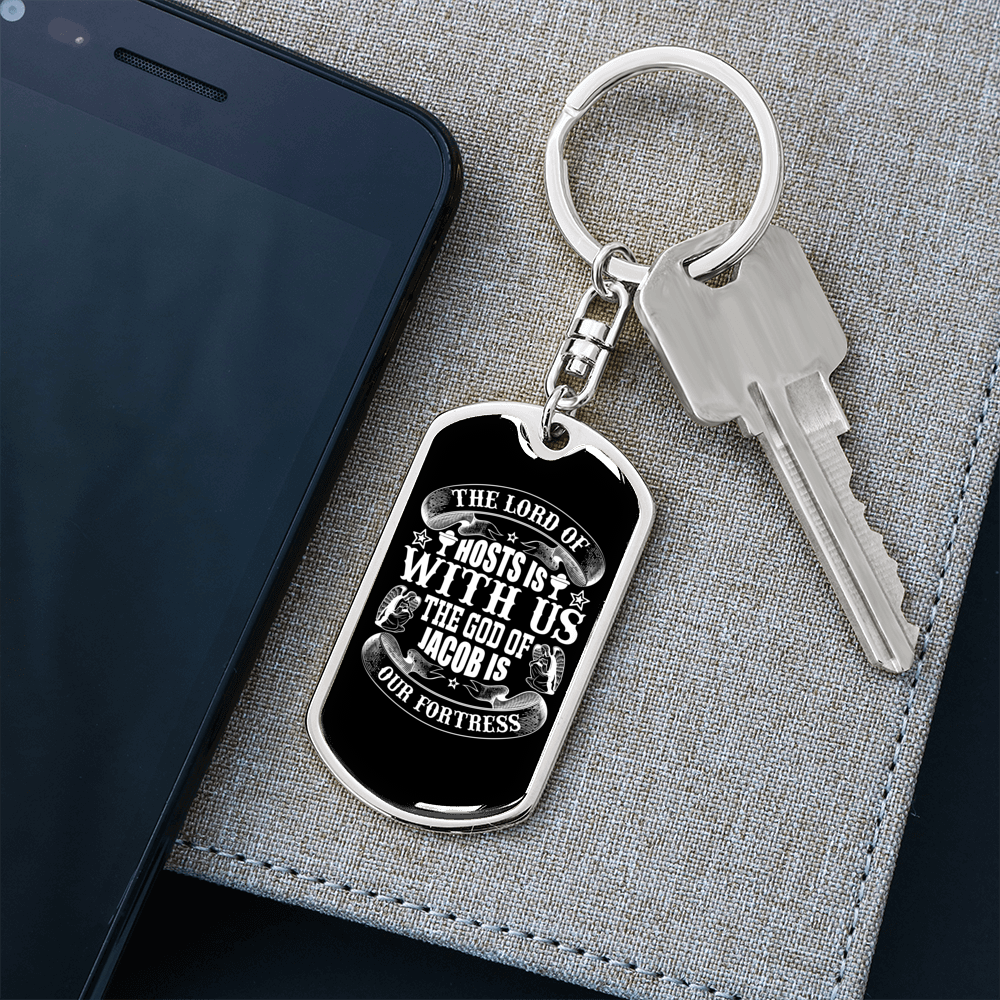 Hosts With Us Christian Keychain Stainless Steel or 18k Gold Dog Tag Keyring-Express Your Love Gifts