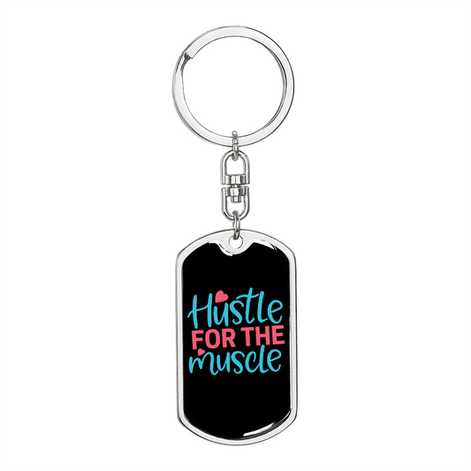 Hustle For The Muscle Christian Keychain Stainless Steel or 18k Gold Dog Tag Keyring-Express Your Love Gifts