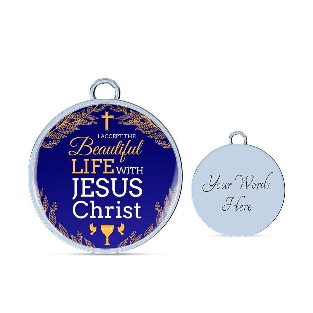 I Accept Life With Jesus Christ Stainless Steel or 18k Gold Bangle Bracelet - Express Your Love Gifts