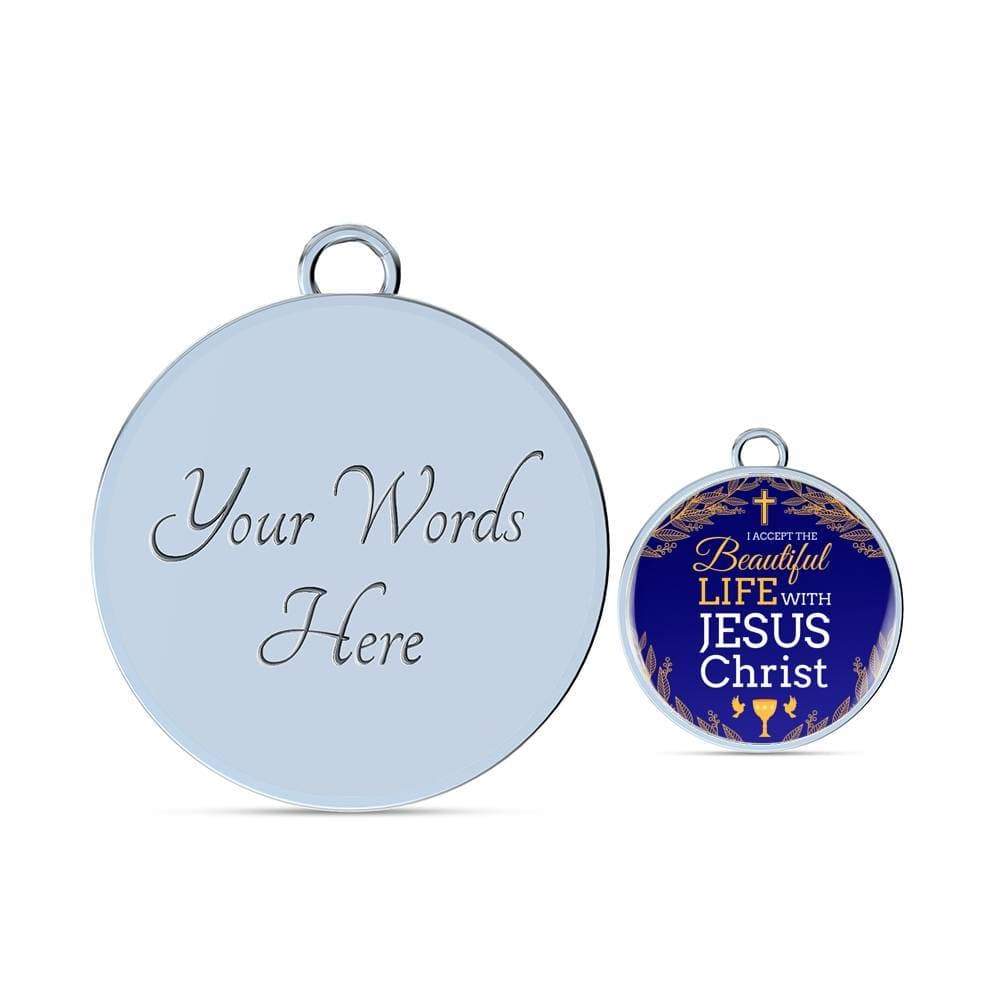 I Accept Life With Jesus Christ Stainless Steel or 18k Gold Bangle Bracelet - Express Your Love Gifts