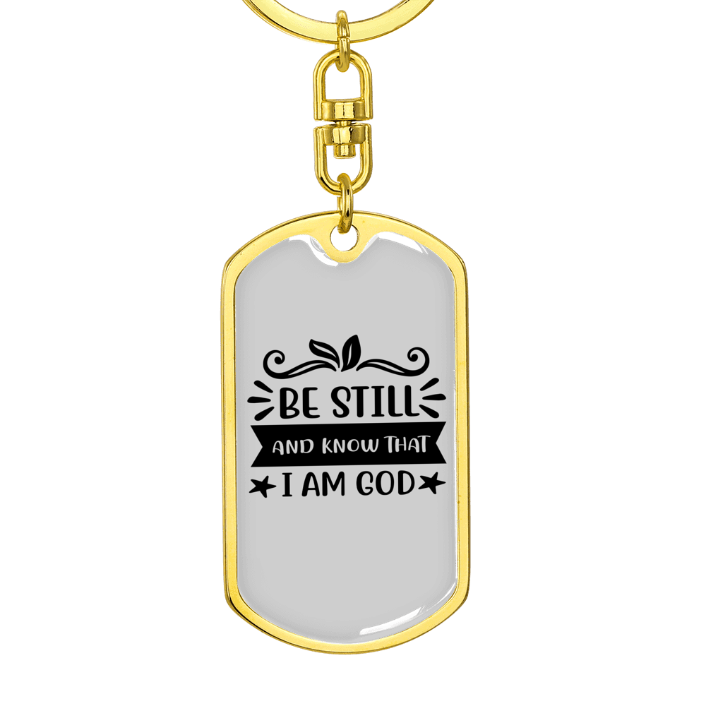 I Am God Christian Keychain Stainless Steel or 18k Gold Dog Tag Keyring-Express Your Love Gifts