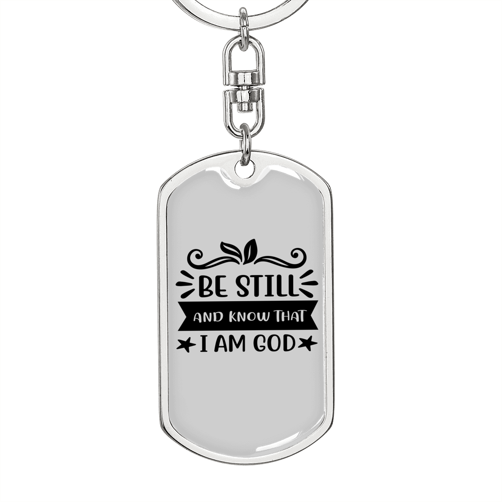 I Am God Christian Keychain Stainless Steel or 18k Gold Dog Tag Keyring-Express Your Love Gifts