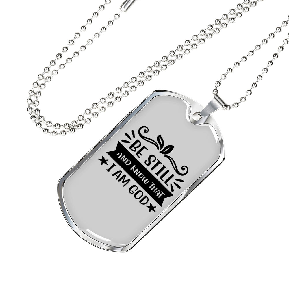 I Am God Necklace Stainless Steel or 18k Gold Dog Tag 24" Chain-Express Your Love Gifts