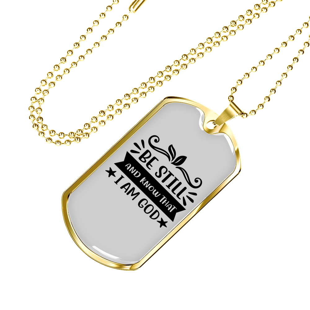 I Am God Necklace Stainless Steel or 18k Gold Dog Tag 24" Chain-Express Your Love Gifts