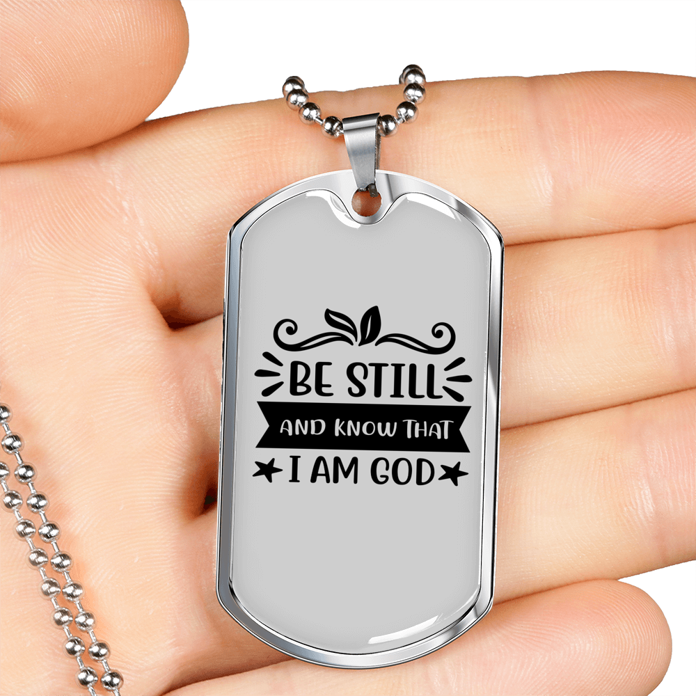 I Am God Necklace Stainless Steel or 18k Gold Dog Tag 24" Chain-Express Your Love Gifts