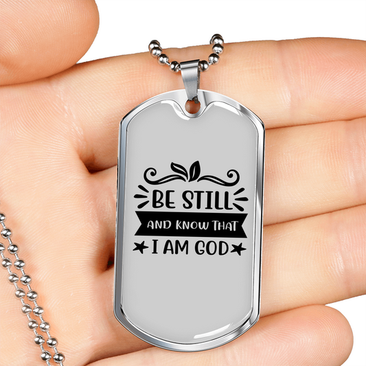 I Am God Necklace Stainless Steel or 18k Gold Dog Tag 24" Chain-Express Your Love Gifts