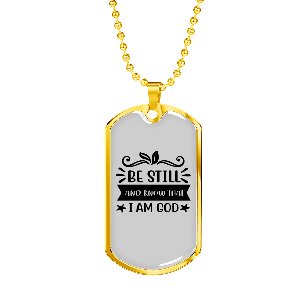 I Am God Necklace Stainless Steel or 18k Gold Dog Tag 24" Chain-Express Your Love Gifts