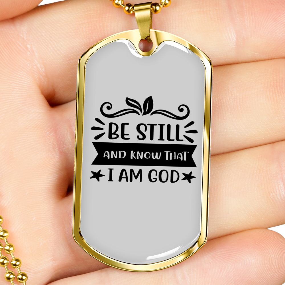 I Am God Necklace Stainless Steel or 18k Gold Dog Tag 24" Chain-Express Your Love Gifts
