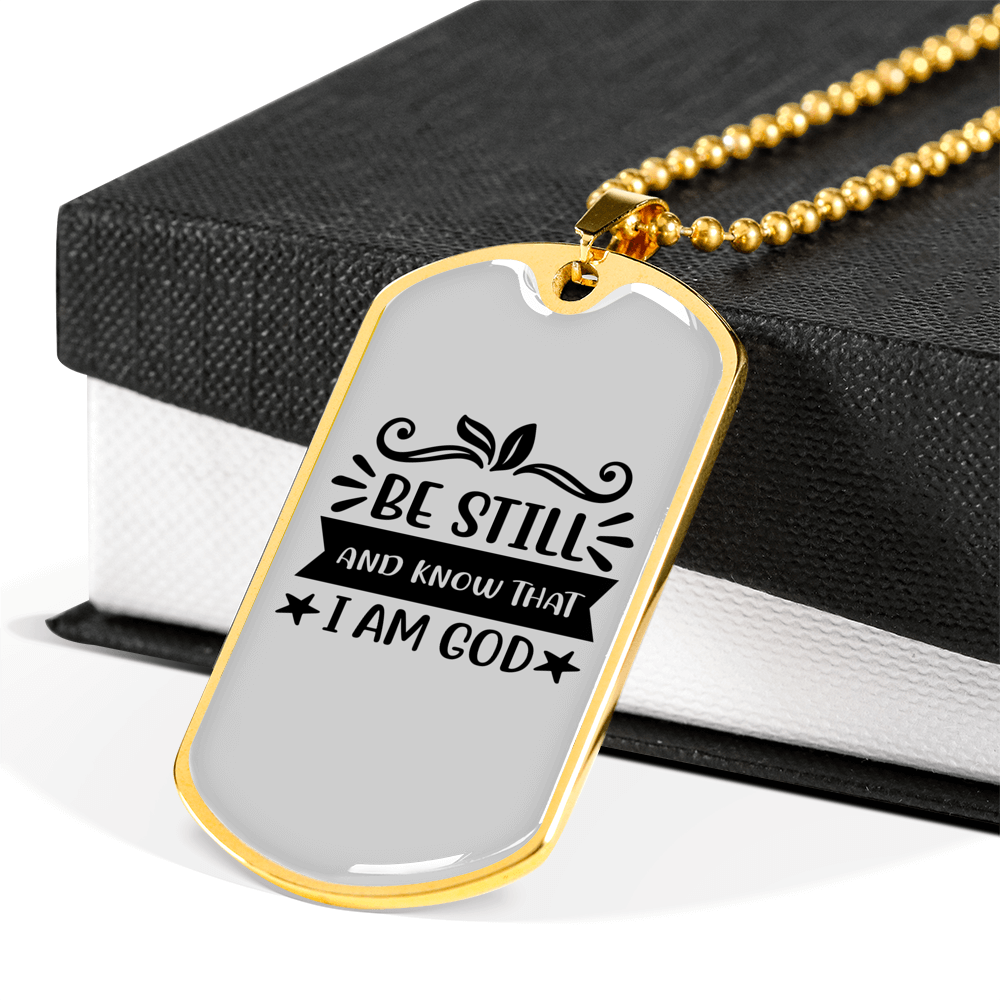 I Am God Necklace Stainless Steel or 18k Gold Dog Tag 24" Chain-Express Your Love Gifts
