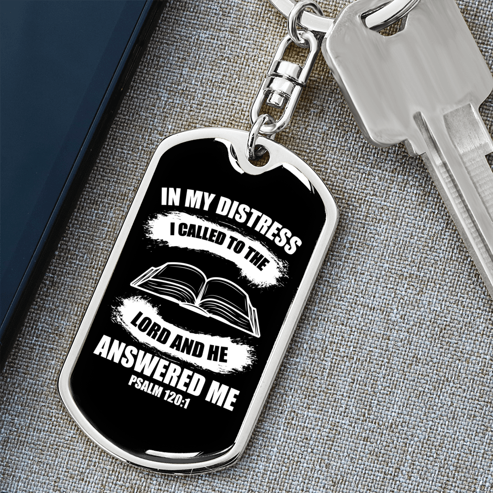 I Called To The Lord Christian Keychain Stainless Steel or 18k Gold Dog Tag Keyring-Express Your Love Gifts
