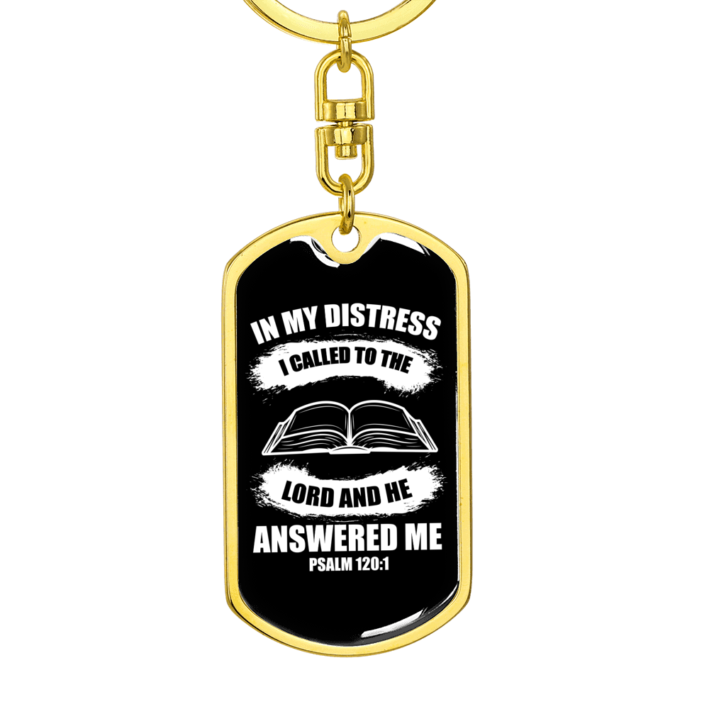 I Called To The Lord Christian Keychain Stainless Steel or 18k Gold Dog Tag Keyring-Express Your Love Gifts