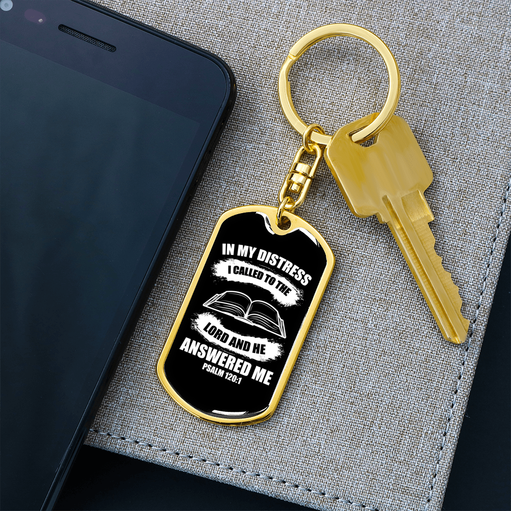 I Called To The Lord Christian Keychain Stainless Steel or 18k Gold Dog Tag Keyring-Express Your Love Gifts