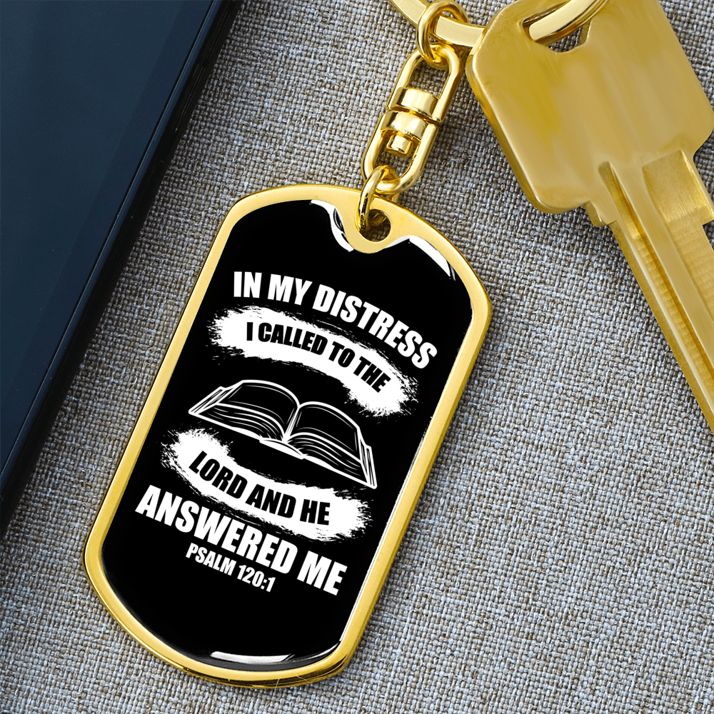 I Called To The Lord Christian Keychain Stainless Steel or 18k Gold Dog Tag Keyring-Express Your Love Gifts