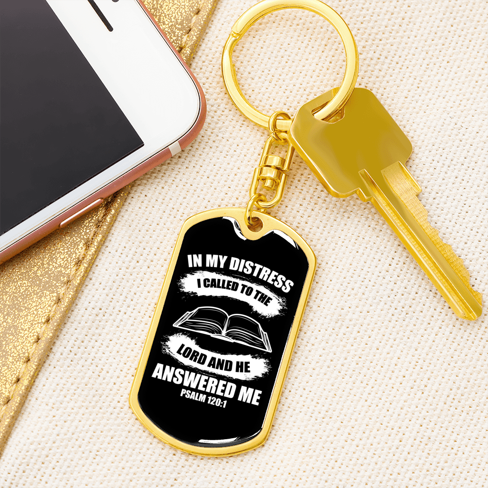 I Called To The Lord Christian Keychain Stainless Steel or 18k Gold Dog Tag Keyring-Express Your Love Gifts