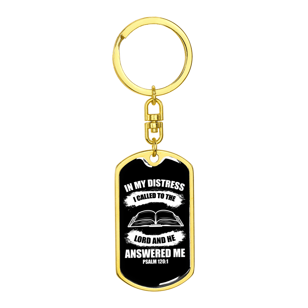 I Called To The Lord Christian Stainless Steel or 18k Gold Premium Swivel Dog Tag Keychain