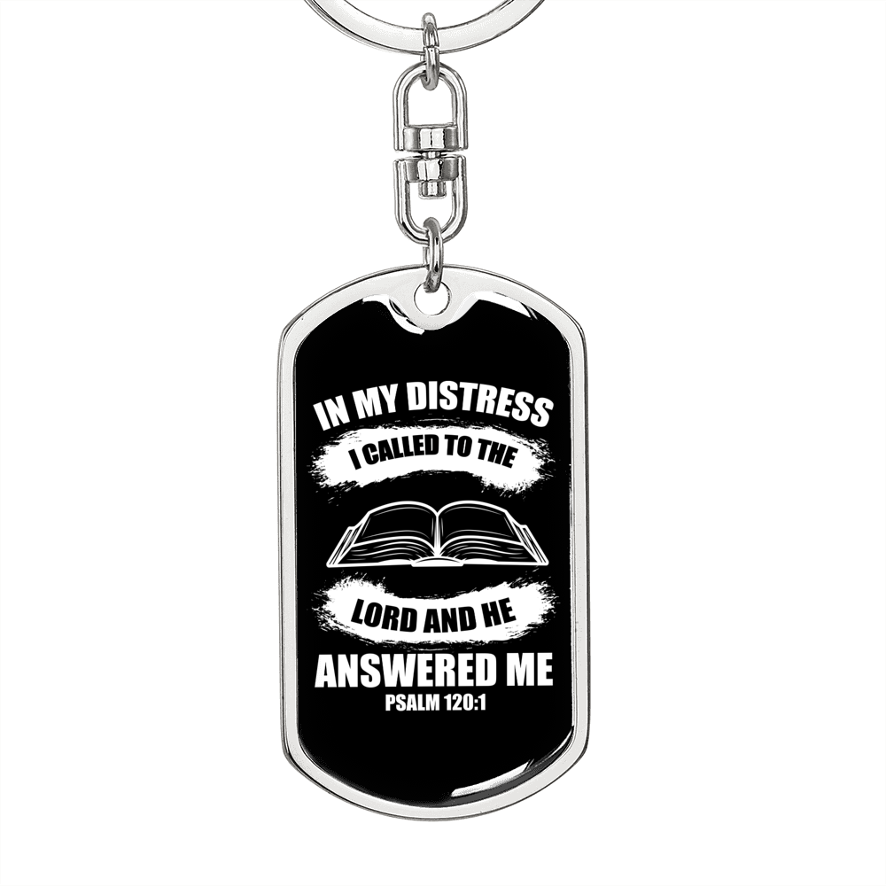 I Called To The Lord Christian Keychain Stainless Steel or 18k Gold Dog Tag Keyring-Express Your Love Gifts
