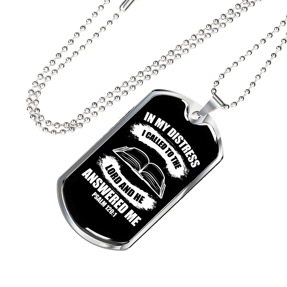 I Called To The Lord Psalm 120:1 Necklace Stainless Steel or 18k Gold Dog Tag 24" Chain-Express Your Love Gifts