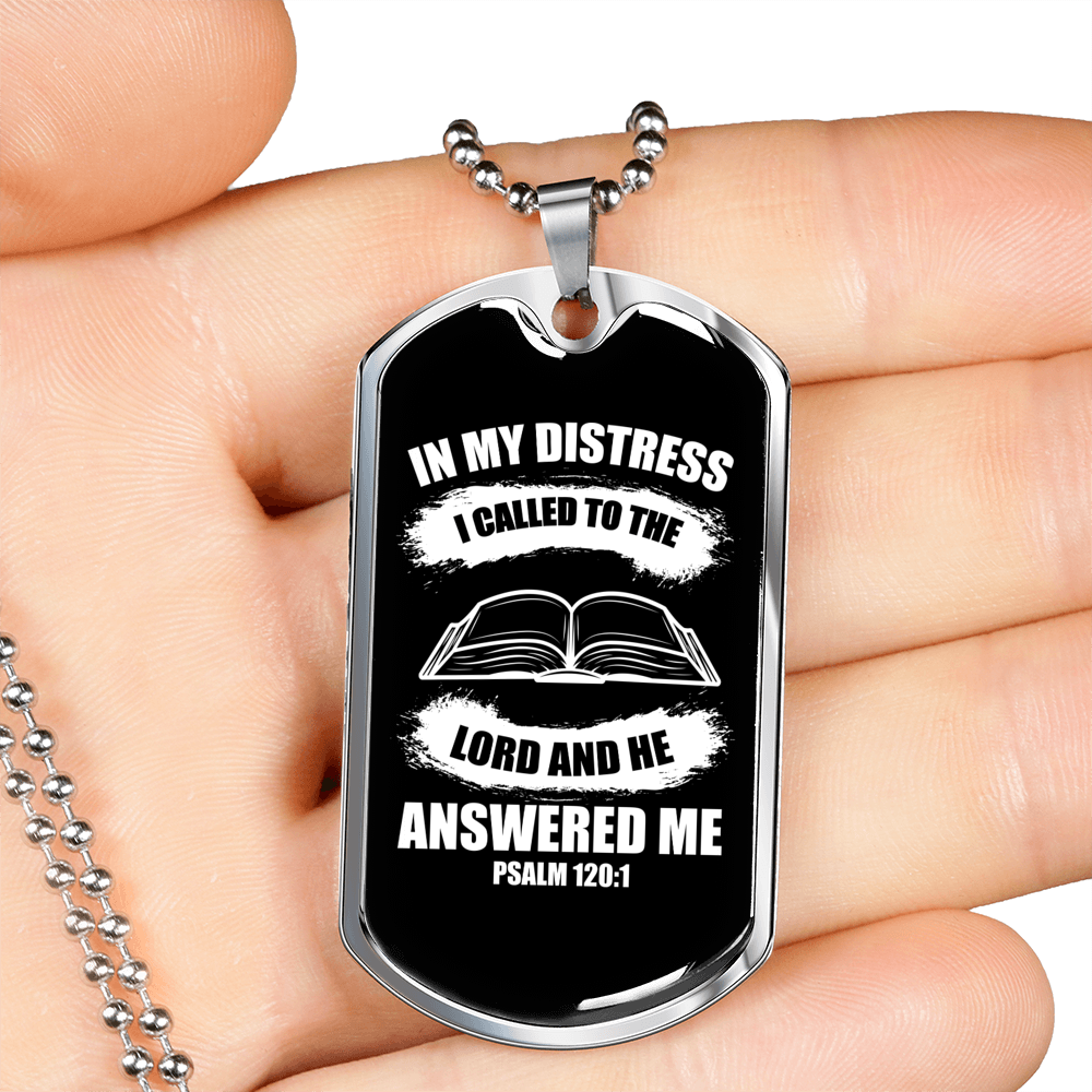 I Called To The Lord Psalm 120:1 Necklace Stainless Steel or 18k Gold Dog Tag 24" Chain-Express Your Love Gifts