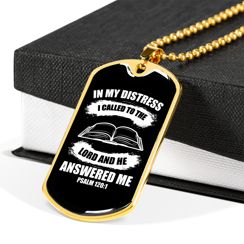 I Called To The Lord Psalm 120:1 Necklace Stainless Steel or 18k Gold Dog Tag 24" Chain-Express Your Love Gifts