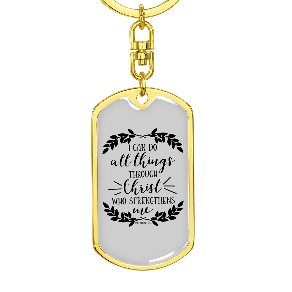 I Can Do All Things Christian Keychain Stainless Steel or 18k Gold Dog Tag Keyring-Express Your Love Gifts