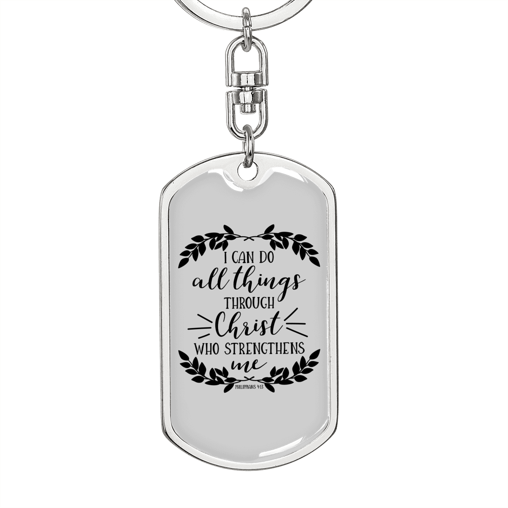 I Can Do All Things Christian Keychain Stainless Steel or 18k Gold Dog Tag Keyring-Express Your Love Gifts