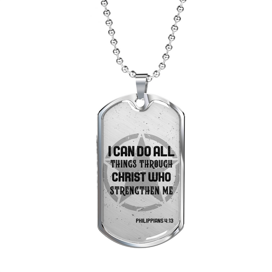 I Can Do All Things Christian Necklace Stainless Steel or 18k Gold Dog Tag 24" Chain-Express Your Love Gifts