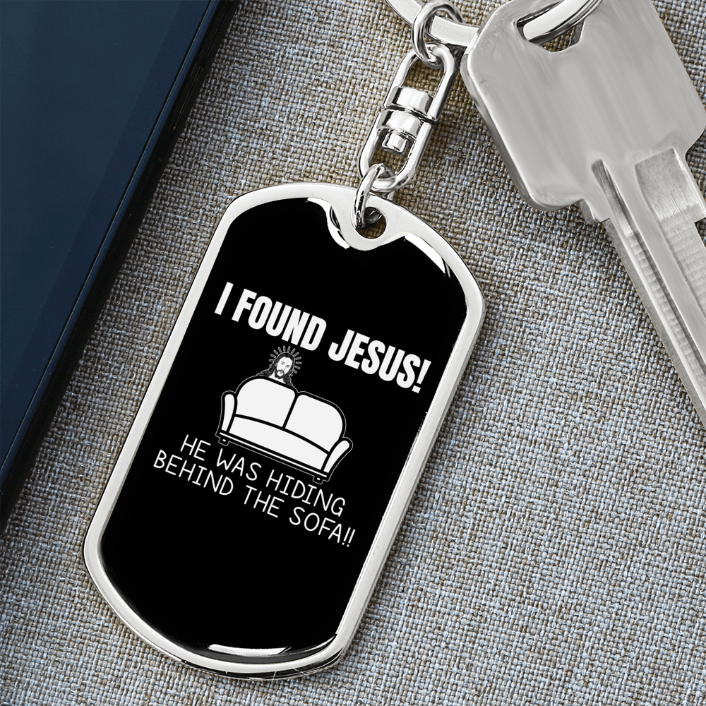 I Found Jesus Christian Keychain Stainless Steel or 18k Gold Dog Tag Keyring-Express Your Love Gifts