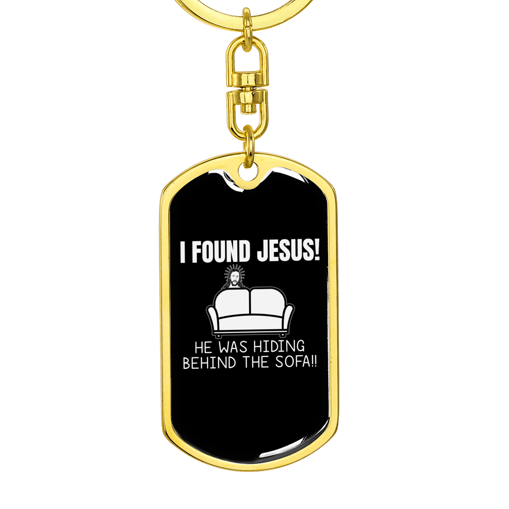I Found Jesus Christian Keychain Stainless Steel or 18k Gold Dog Tag Keyring-Express Your Love Gifts