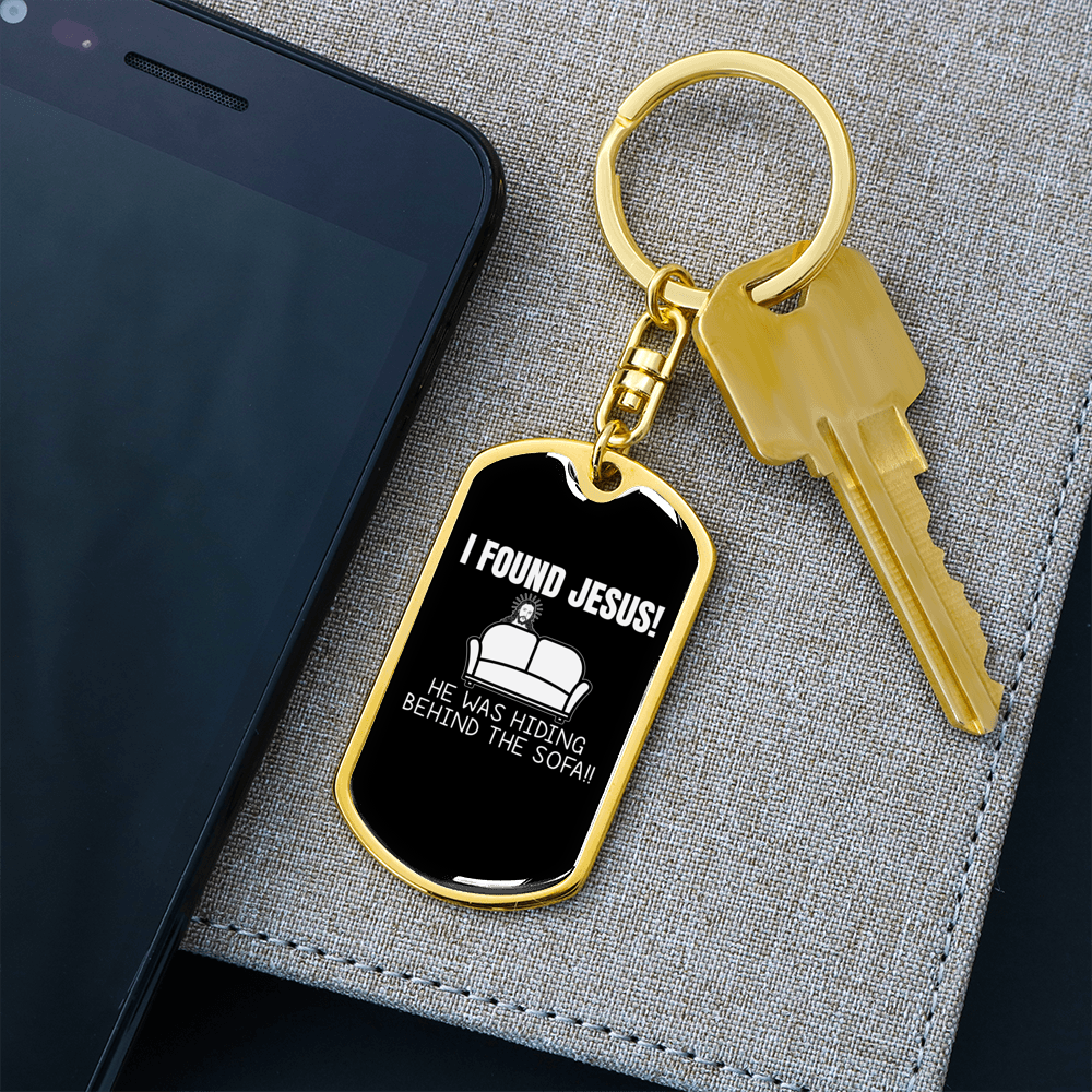 I Found Jesus Christian Keychain Stainless Steel or 18k Gold Dog Tag Keyring-Express Your Love Gifts