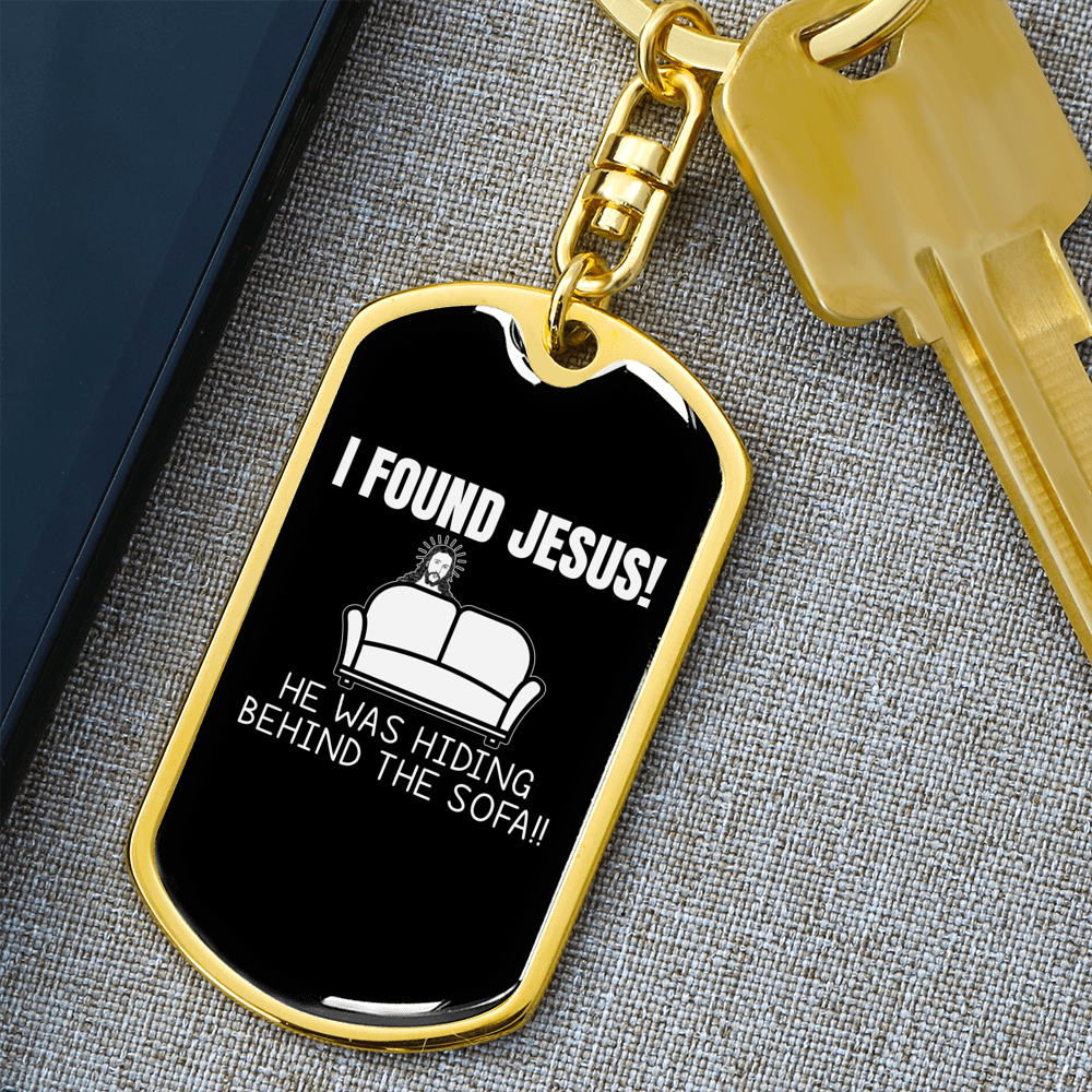 I Found Jesus Christian Keychain Stainless Steel or 18k Gold Dog Tag Keyring-Express Your Love Gifts