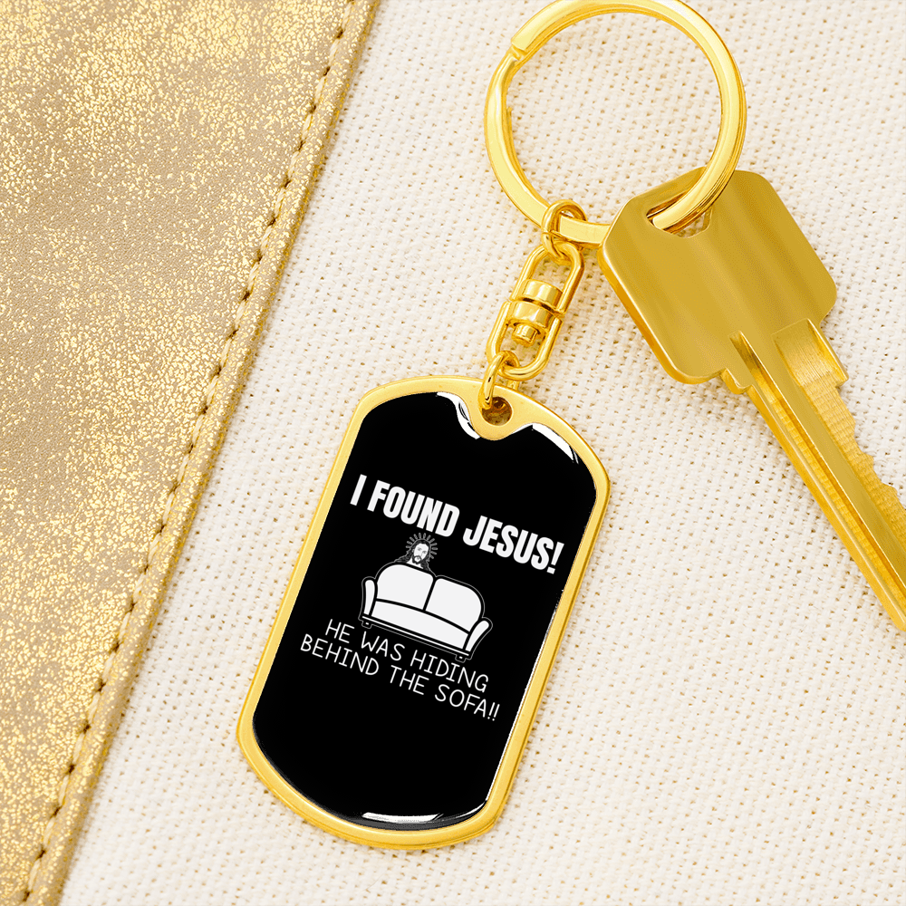 I Found Jesus Christian Keychain Stainless Steel or 18k Gold Dog Tag Keyring-Express Your Love Gifts