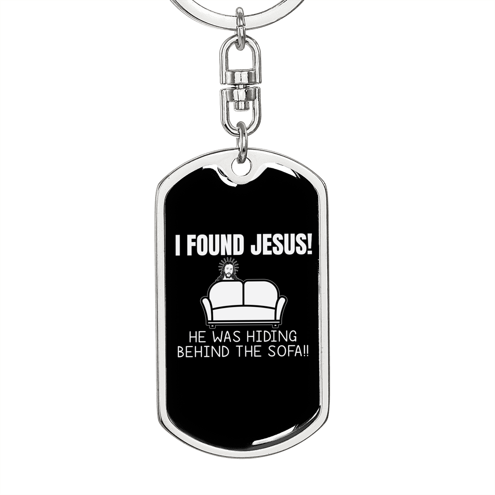 I Found Jesus Christian Keychain Stainless Steel or 18k Gold Dog Tag Keyring-Express Your Love Gifts