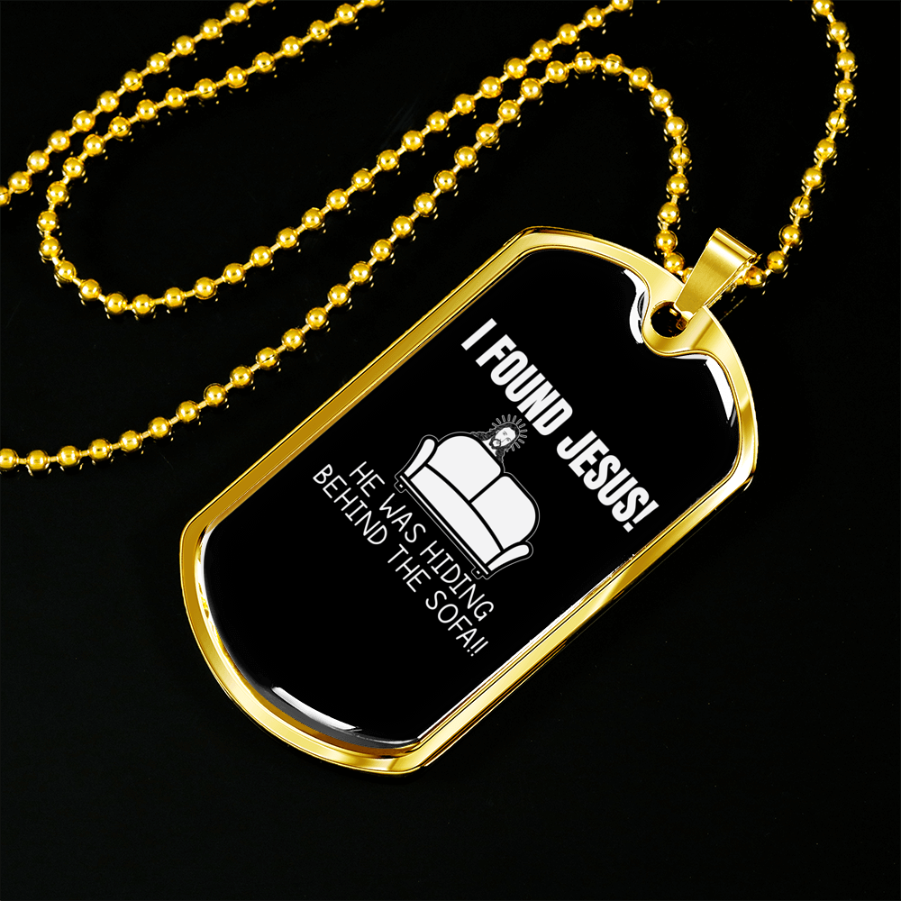 I Found Jesus Necklace Stainless Steel or 18k Gold Dog Tag 24" Chain-Express Your Love Gifts